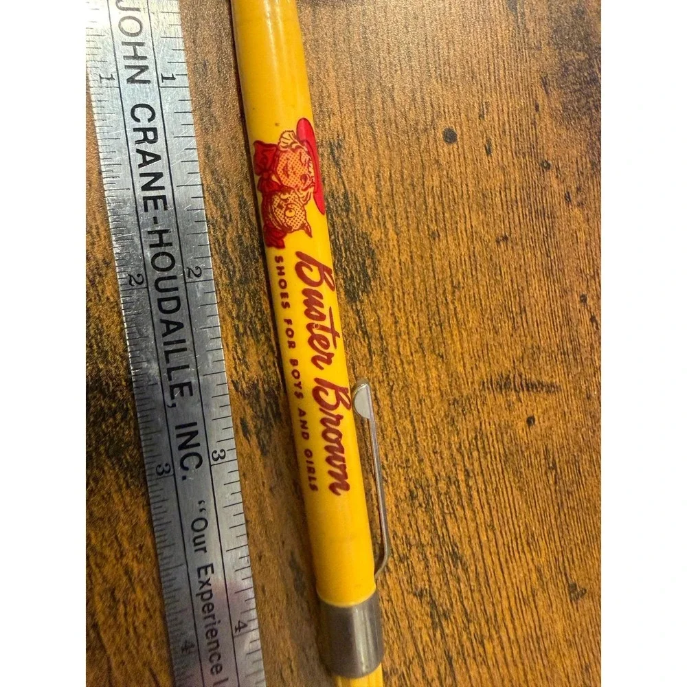 Vintage Buster Brown Shoes Advertising Mechanical Pencil Yellow Collectible
